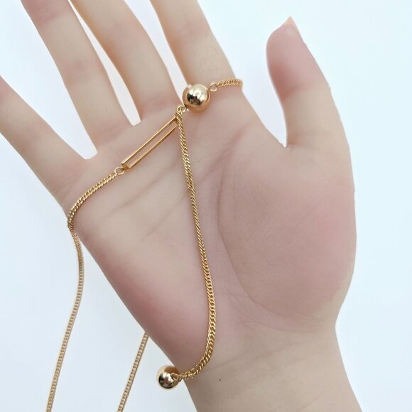 Modern Rose Gold Chain Necklace with Bar Accent, 17.7 Inch Design, XPNL0027 - Picture 10 of 12